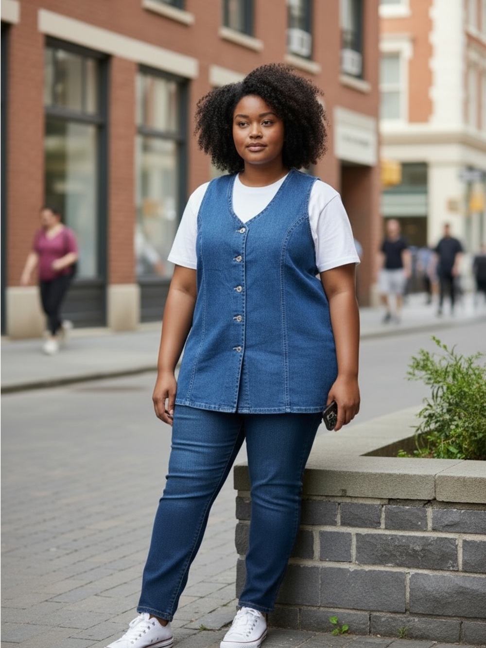 💙 Vintage Denim Long Vest Tunic – Women’s XXL 💙